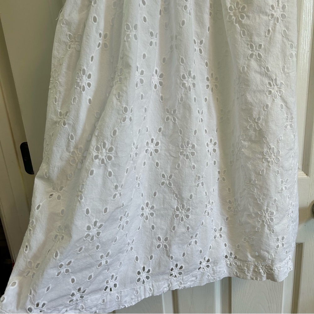 J. Crew White Eyelet Cotton Sundress Sz 2 Shirtdress Summer Bridal Preppy Lace - Picture 4 of 13